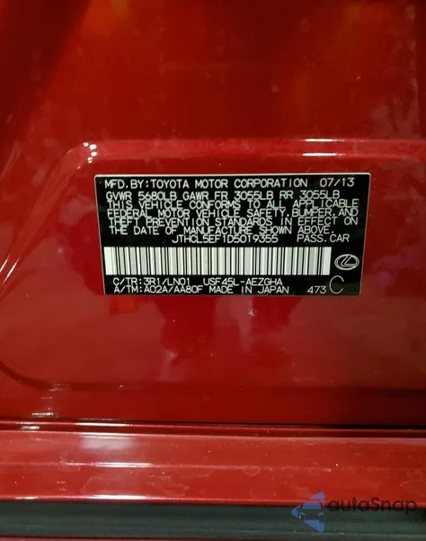 2013 Lexus Ls 460 from USA, damaged, VIN JTHCL5EF1D5019355